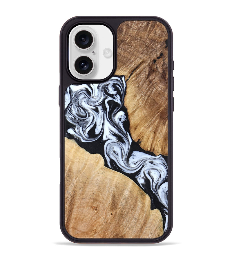 iPhone 16 Plus Wood Phone Case - Layla (Black & White, 824970)