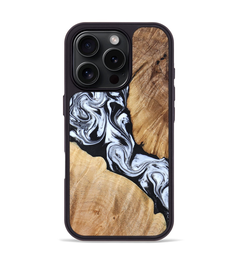 iPhone 16 Pro Wood Phone Case - Layla (Black & White, 824970)
