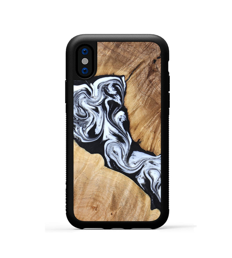 iPhone Xs Wood Phone Case - Layla (Black & White, 824970)