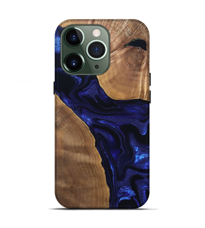 iPhone 13 Pro Wood Live Edge Phone Case - Leilani (Blue, 824973)