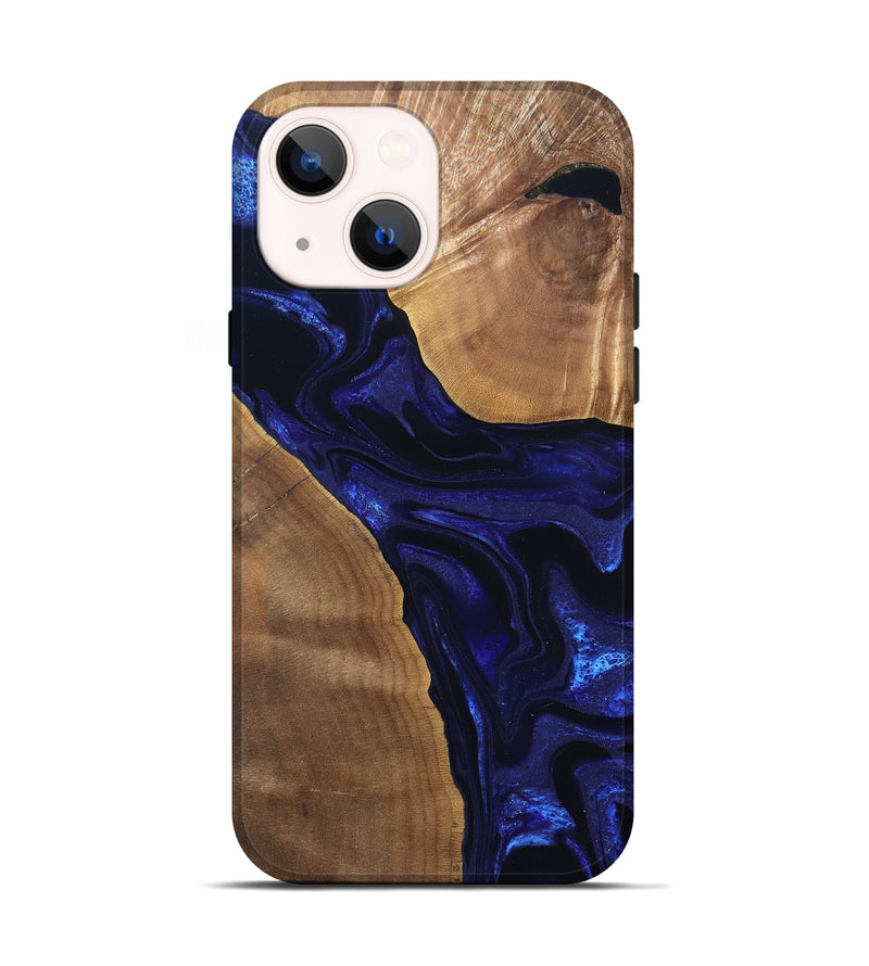 iPhone 14 Wood Live Edge Phone Case - Leilani (Blue, 824973)