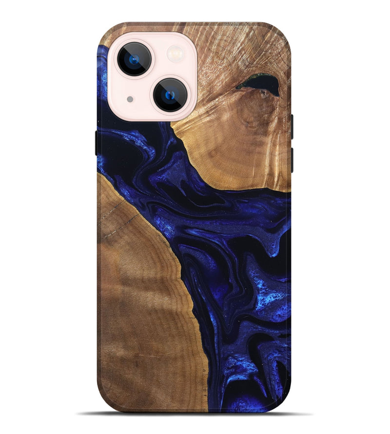 iPhone 14 Plus Wood Live Edge Phone Case - Leilani (Blue, 824973)