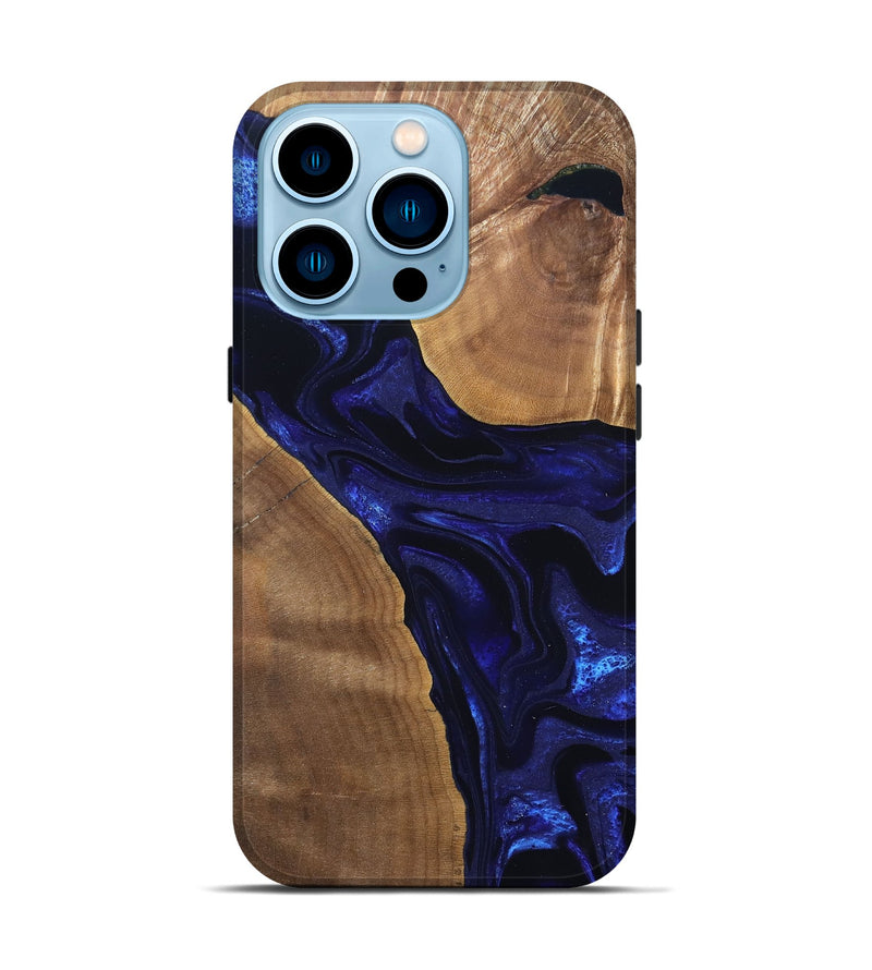 iPhone 14 Pro Wood Live Edge Phone Case - Leilani (Blue, 824973)