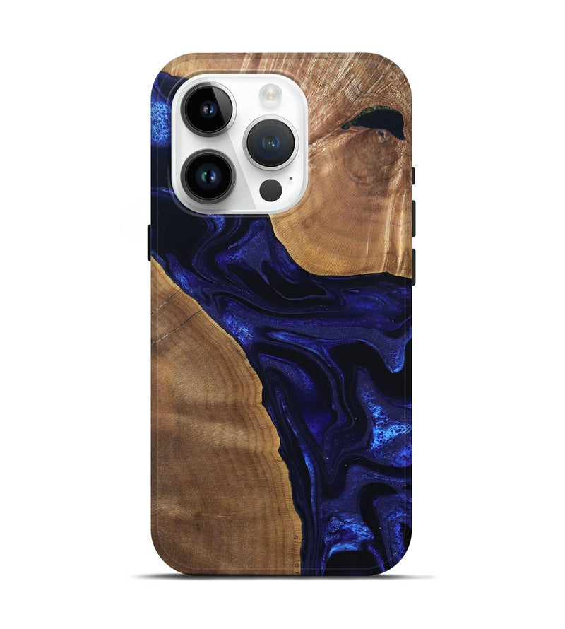 iPhone 15 Pro Wood Live Edge Phone Case - Leilani (Blue, 824973)