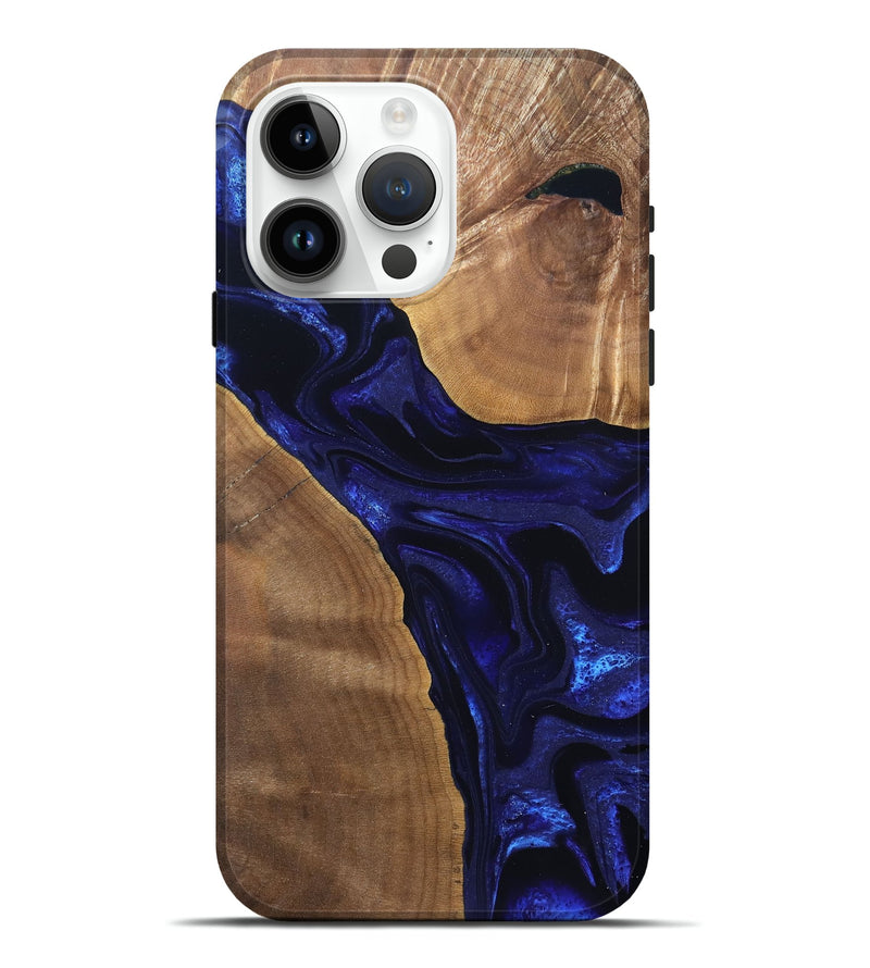 iPhone 15 Pro Max Wood Live Edge Phone Case - Leilani (Blue, 824973)