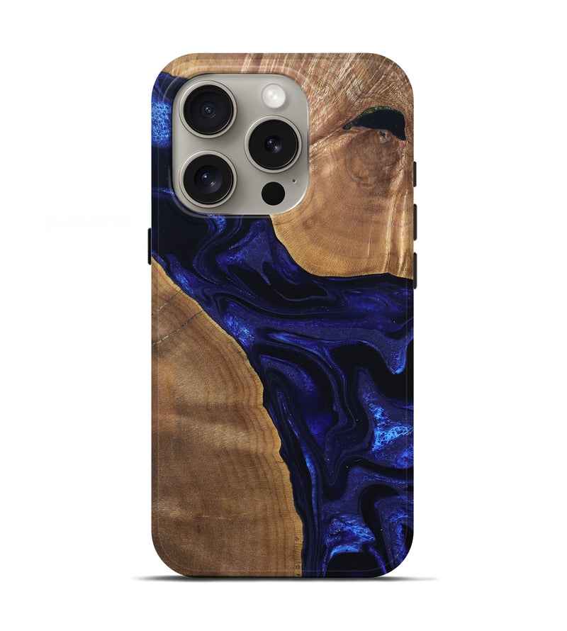 iPhone 16 Pro Wood Live Edge Phone Case - Leilani (Blue, 824973)
