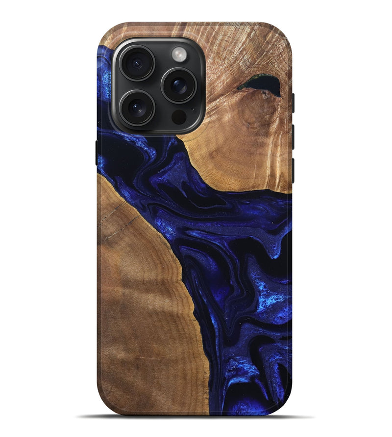 iPhone 16 Pro Max Wood Live Edge Phone Case - Leilani (Blue, 824973)