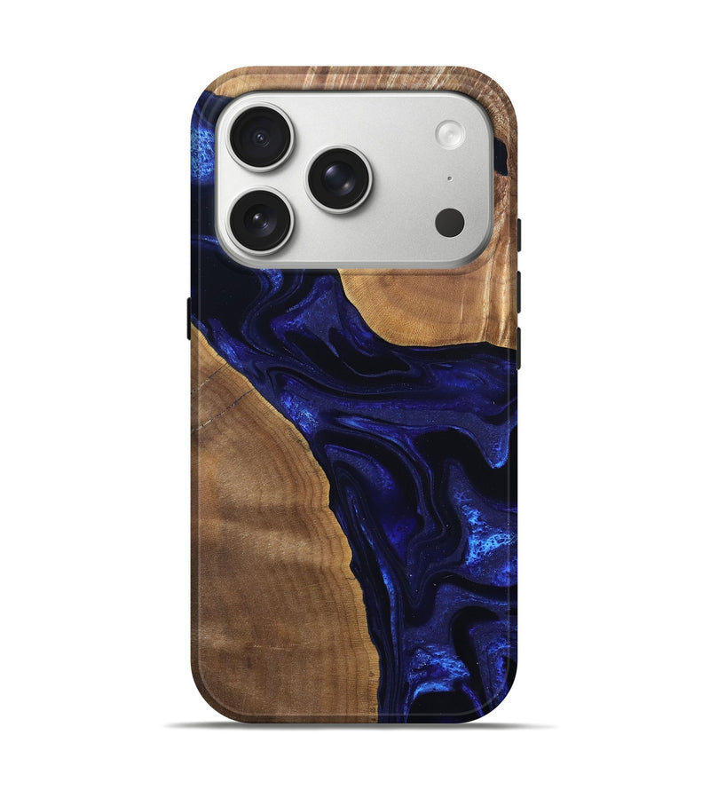 iPhone 17 Pro Wood Live Edge Phone Case - Leilani (Blue, 824973)