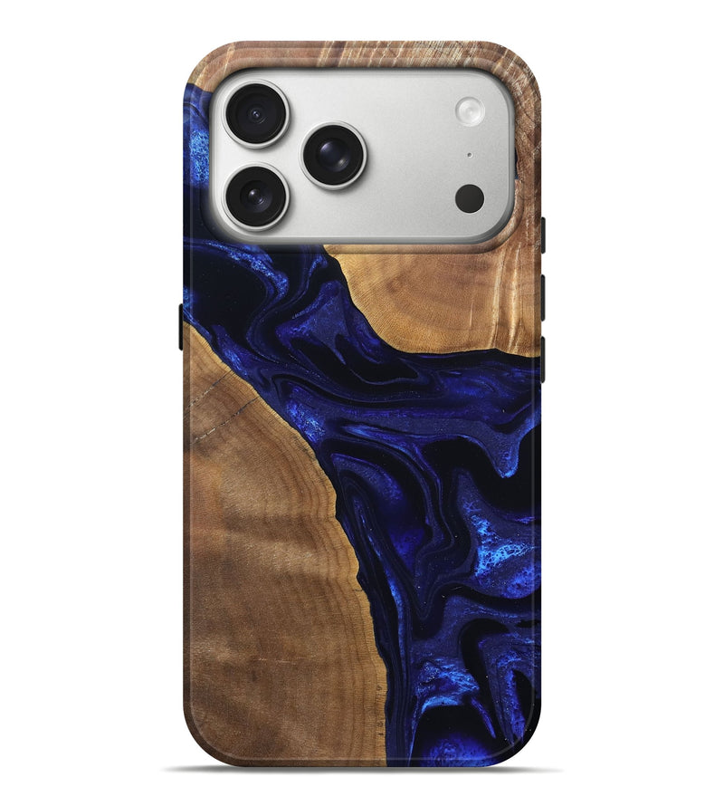iPhone 17 Pro Max Wood Live Edge Phone Case - Leilani (Blue, 824973)
