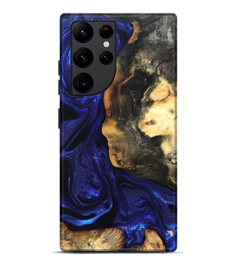 Galaxy S22 Ultra Wood Live Edge Phone Case - Rheta (Blue, 824974)