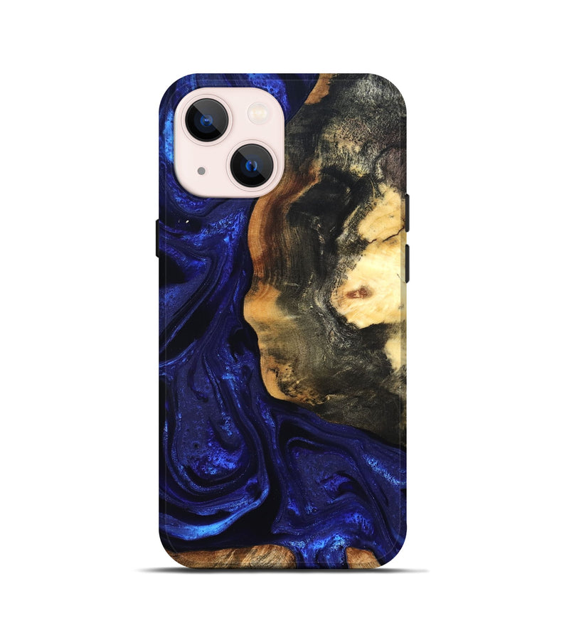 iPhone 13 mini Wood Live Edge Phone Case - Rheta (Blue, 824974)