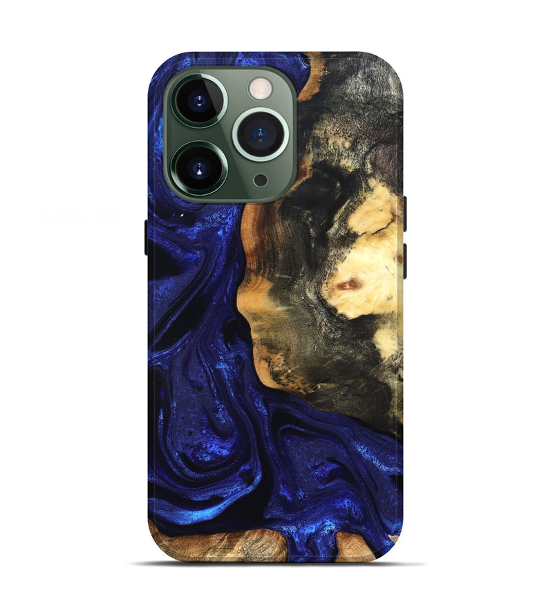 iPhone 13 Pro Wood Live Edge Phone Case - Rheta (Blue, 824974)