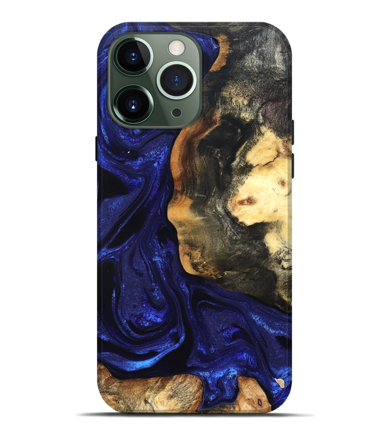 iPhone 13 Pro Max Wood Live Edge Phone Case - Rheta (Blue, 824974)