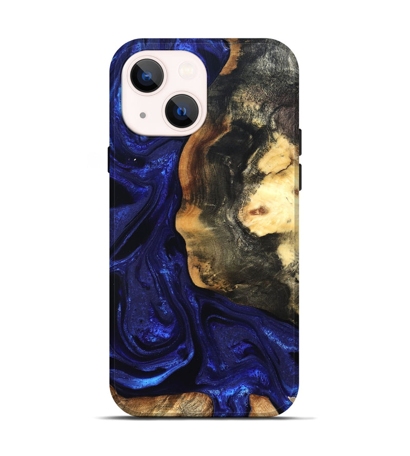 iPhone 14 Wood Live Edge Phone Case - Rheta (Blue, 824974)