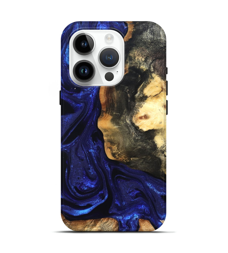 iPhone 15 Pro Wood Live Edge Phone Case - Rheta (Blue, 824974)