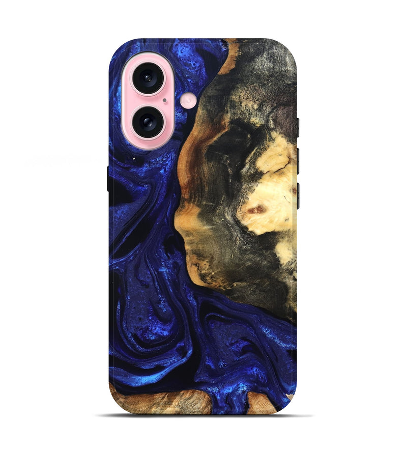 iPhone 17 Wood Live Edge Phone Case - Rheta (Blue, 824974)