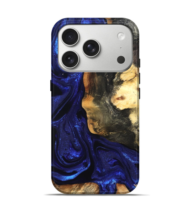 iPhone 17 Pro Wood Live Edge Phone Case - Rheta (Blue, 824974)