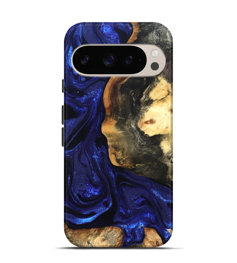 Pixel 9 Wood Live Edge Phone Case - Rheta (Blue, 824974)