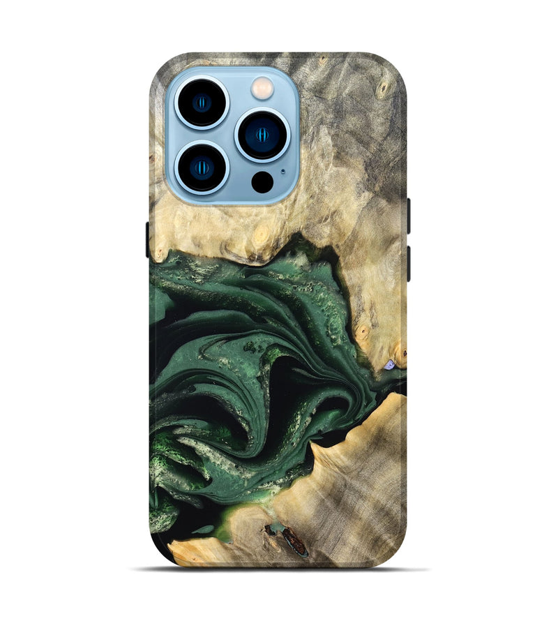 iPhone 14 Pro Wood Live Edge Phone Case - Darien (Green, 824975)