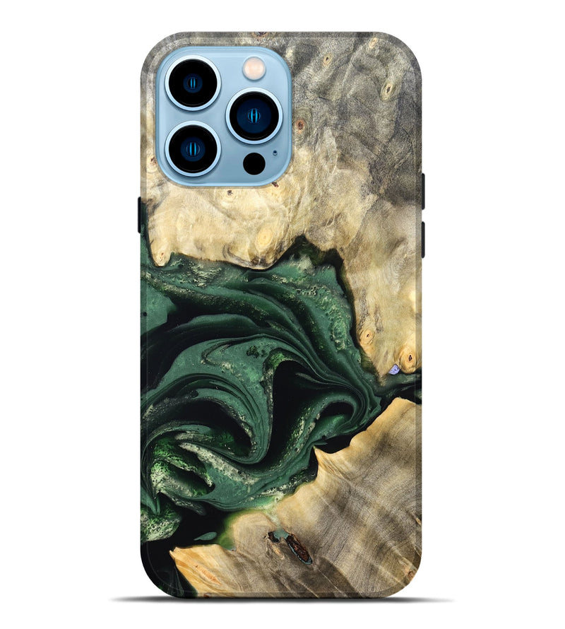 iPhone 14 Pro Max Wood Live Edge Phone Case - Darien (Green, 824975)