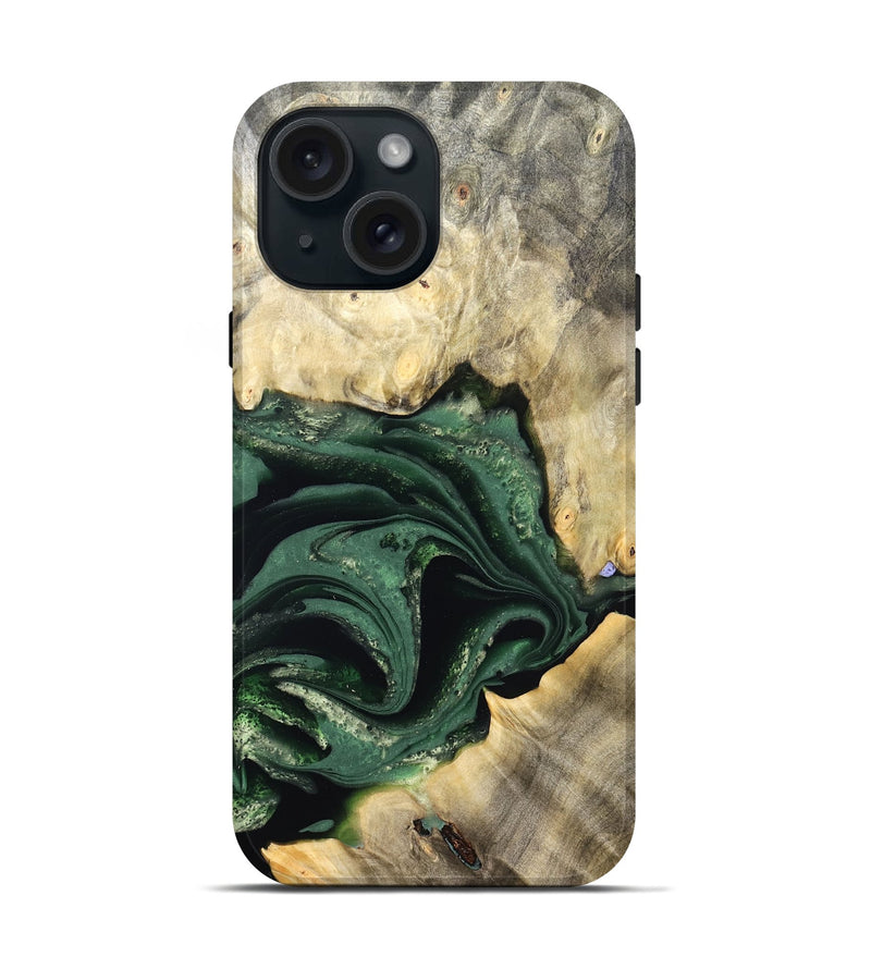 iPhone 15 Wood Live Edge Phone Case - Darien (Green, 824975)