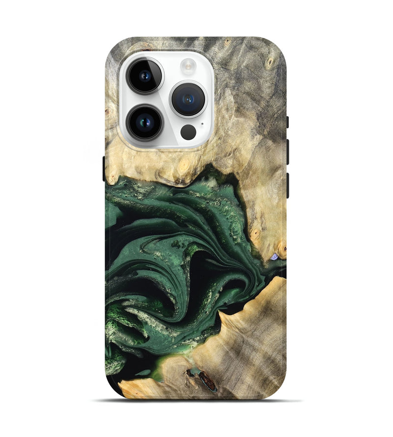 iPhone 15 Pro Wood Live Edge Phone Case - Darien (Green, 824975)