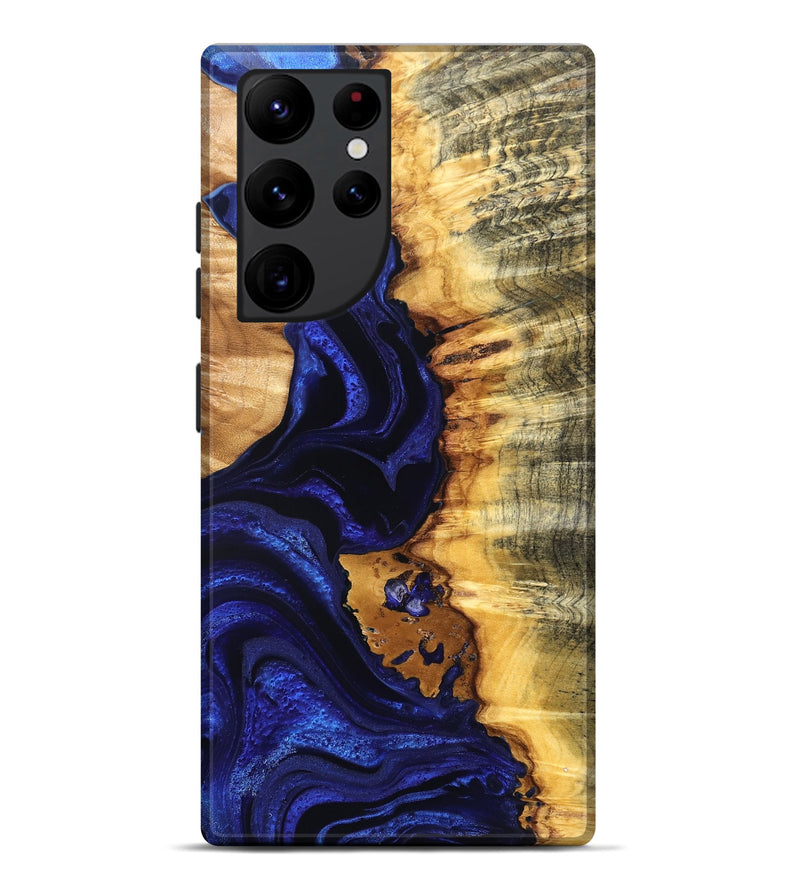 Galaxy S22 Ultra Wood Live Edge Phone Case - Stefan (Blue, 824976)