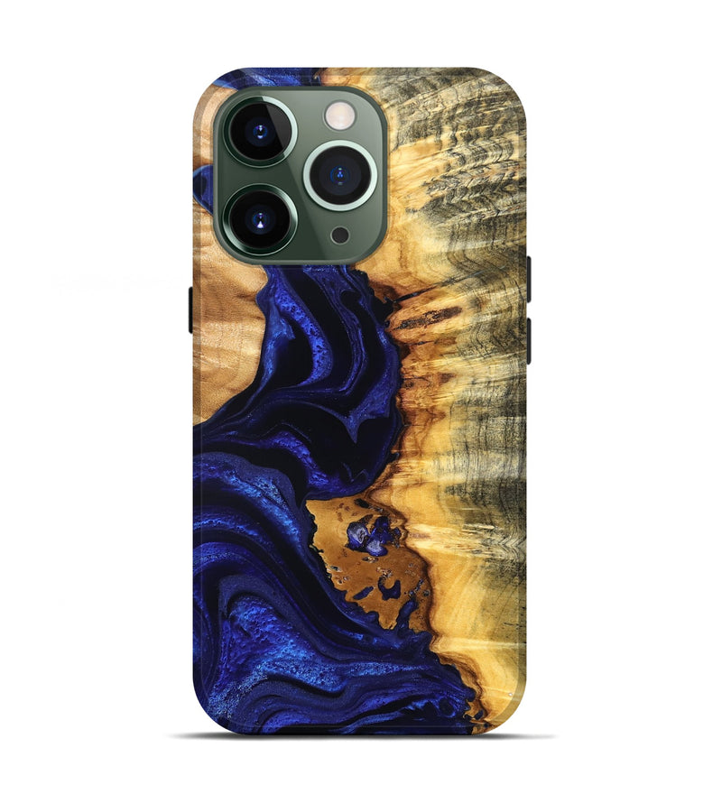 iPhone 13 Pro Wood Live Edge Phone Case - Stefan (Blue, 824976)