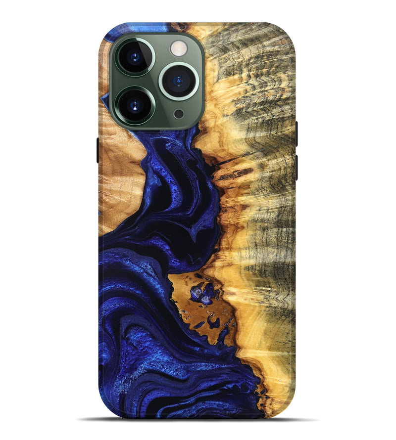 iPhone 13 Pro Max Wood Live Edge Phone Case - Stefan (Blue, 824976)
