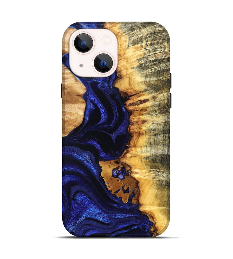 iPhone 14 Wood Live Edge Phone Case - Stefan (Blue, 824976)