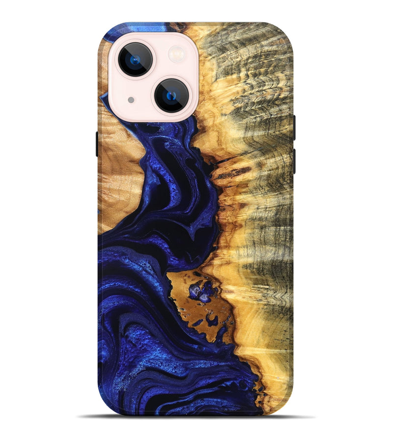 iPhone 14 Plus Wood Live Edge Phone Case - Stefan (Blue, 824976)