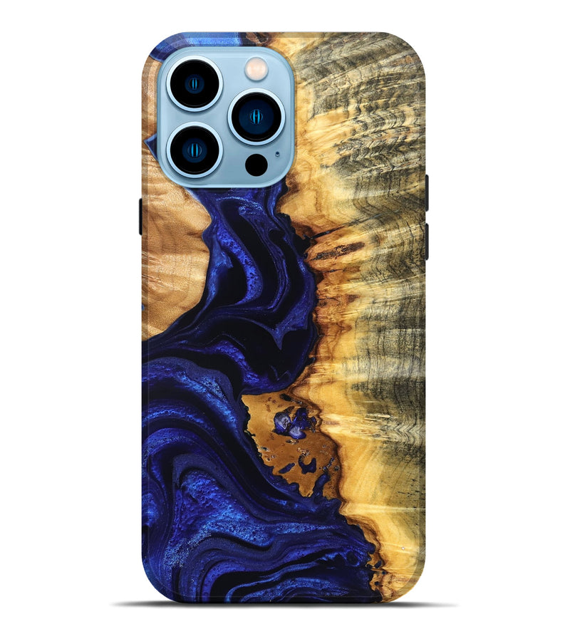 iPhone 14 Pro Max Wood Live Edge Phone Case - Stefan (Blue, 824976)