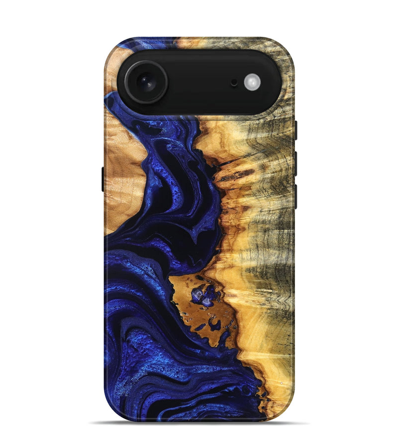 iPhone 17 Air Wood Live Edge Phone Case - Stefan (Blue, 824976)