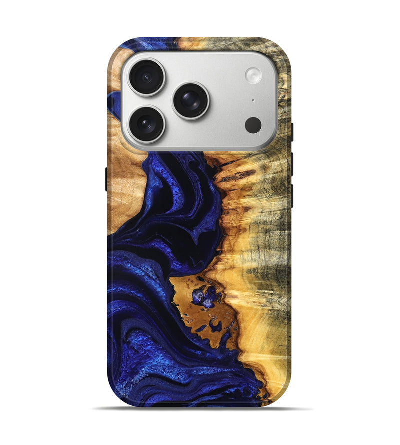 iPhone 17 Pro Wood Live Edge Phone Case - Stefan (Blue, 824976)