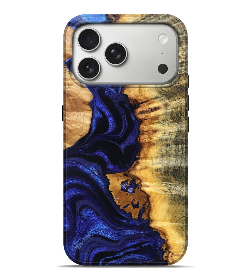 iPhone 17 Pro Max Wood Live Edge Phone Case - Stefan (Blue, 824976)