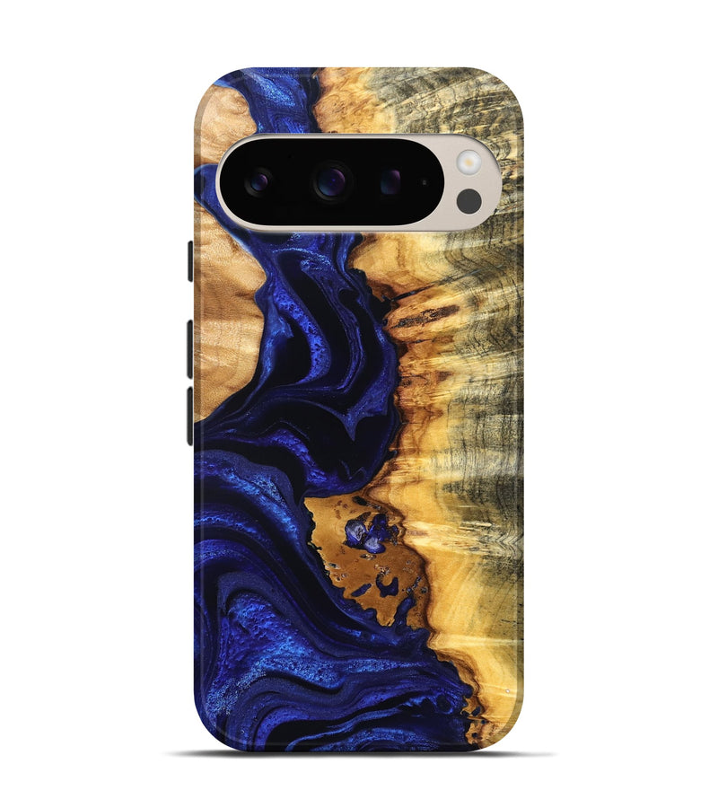 Pixel 9 Pro Wood Live Edge Phone Case - Stefan (Blue, 824976)