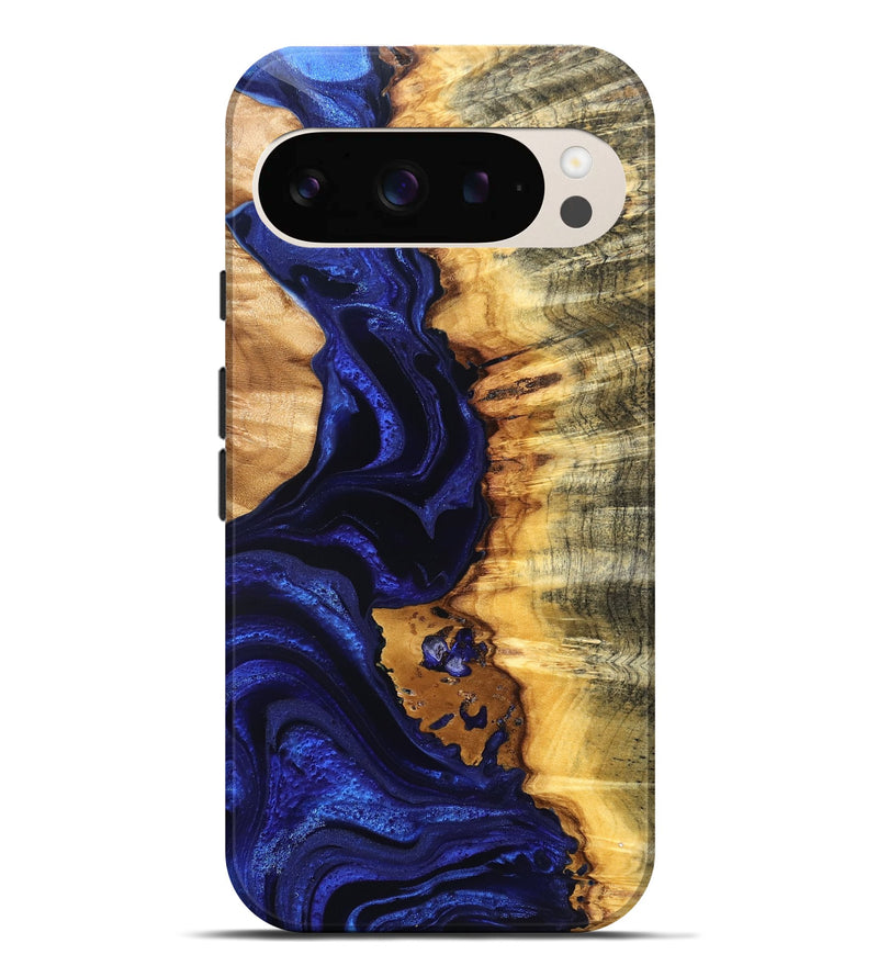 Pixel 9 Pro XL Wood Live Edge Phone Case - Stefan (Blue, 824976)