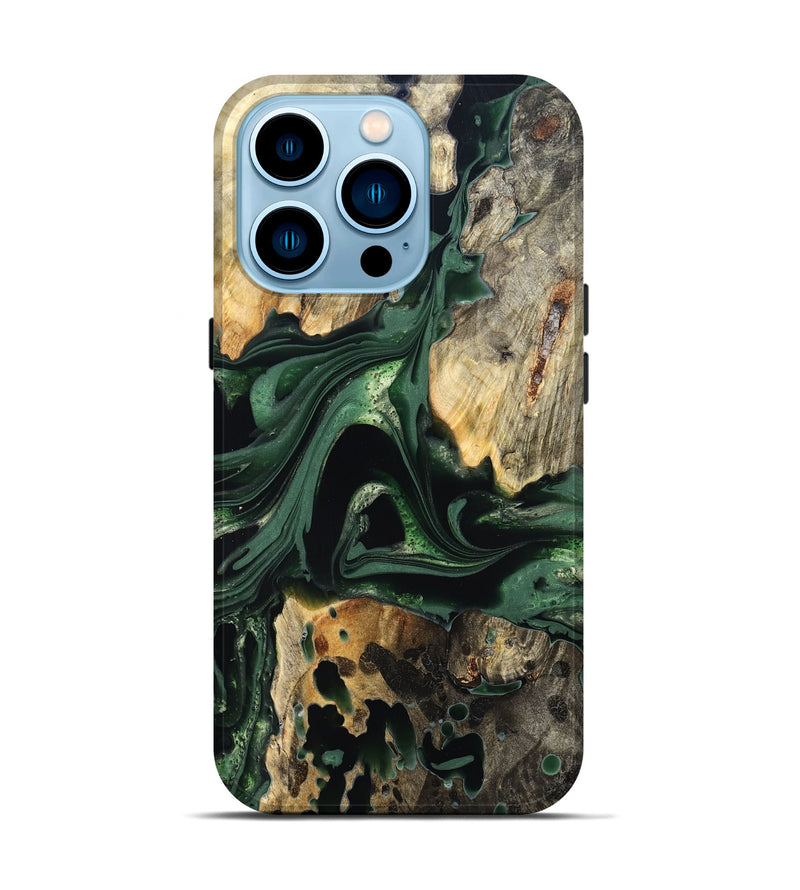 iPhone 14 Pro Wood Live Edge Phone Case - Wendy (Green, 824977)