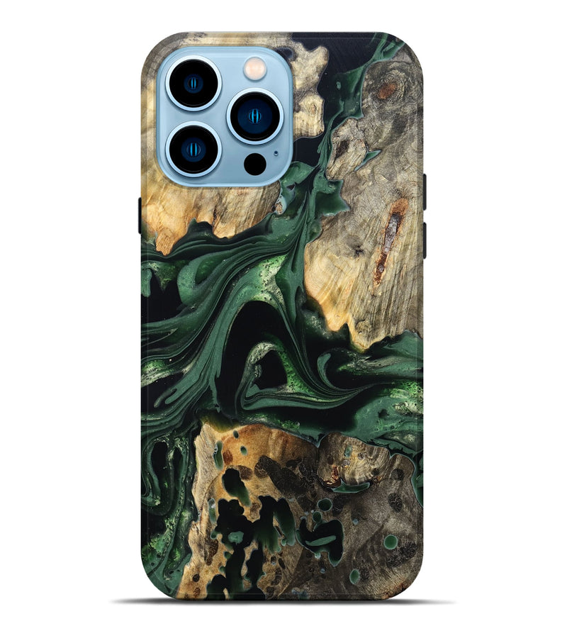 iPhone 14 Pro Max Wood Live Edge Phone Case - Wendy (Green, 824977)