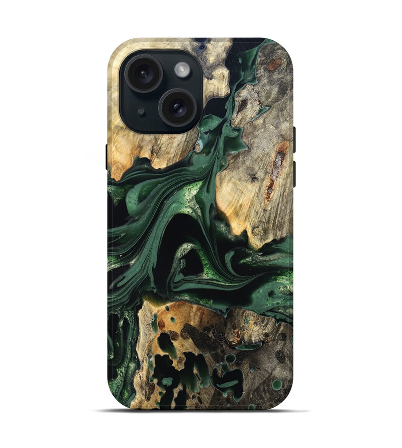 iPhone 15 Wood Live Edge Phone Case - Wendy (Green, 824977)