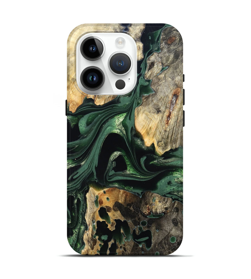 iPhone 15 Pro Wood Live Edge Phone Case - Wendy (Green, 824977)