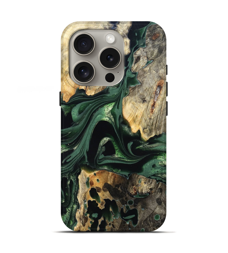 iPhone 16 Pro Wood Live Edge Phone Case - Wendy (Green, 824977)