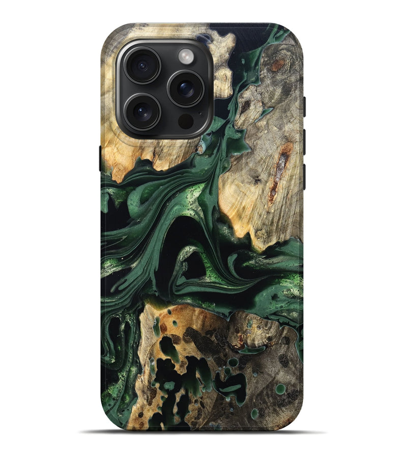 iPhone 16 Pro Max Wood Live Edge Phone Case - Wendy (Green, 824977)