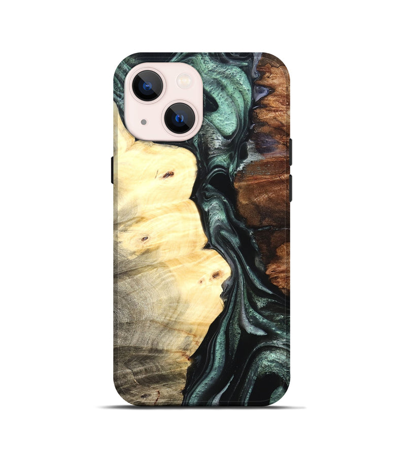 iPhone 13 mini Wood Live Edge Phone Case - Jaylin (Green, 824979)