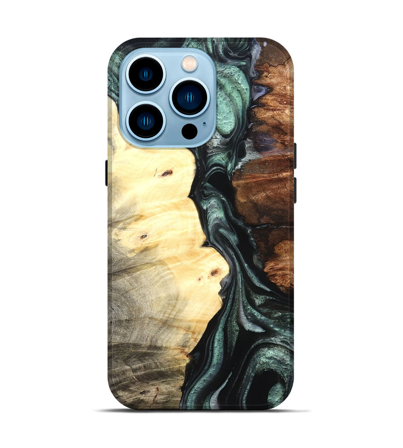 iPhone 14 Pro Wood Live Edge Phone Case - Jaylin (Green, 824979)