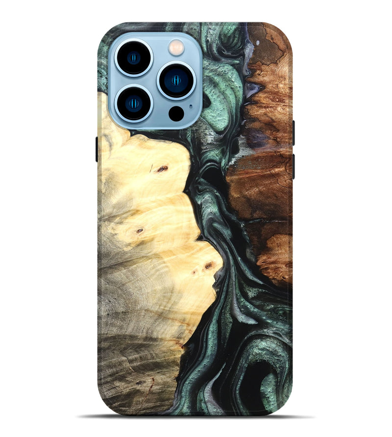 iPhone 14 Pro Max Wood Live Edge Phone Case - Jaylin (Green, 824979)