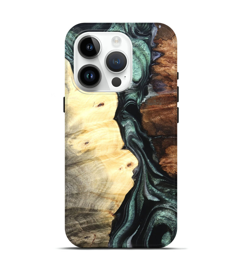 iPhone 15 Pro Wood Live Edge Phone Case - Jaylin (Green, 824979)