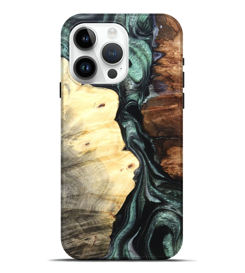 iPhone 15 Pro Max Wood Live Edge Phone Case - Jaylin (Green, 824979)