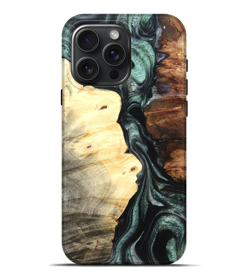iPhone 16 Pro Max Wood Live Edge Phone Case - Jaylin (Green, 824979)