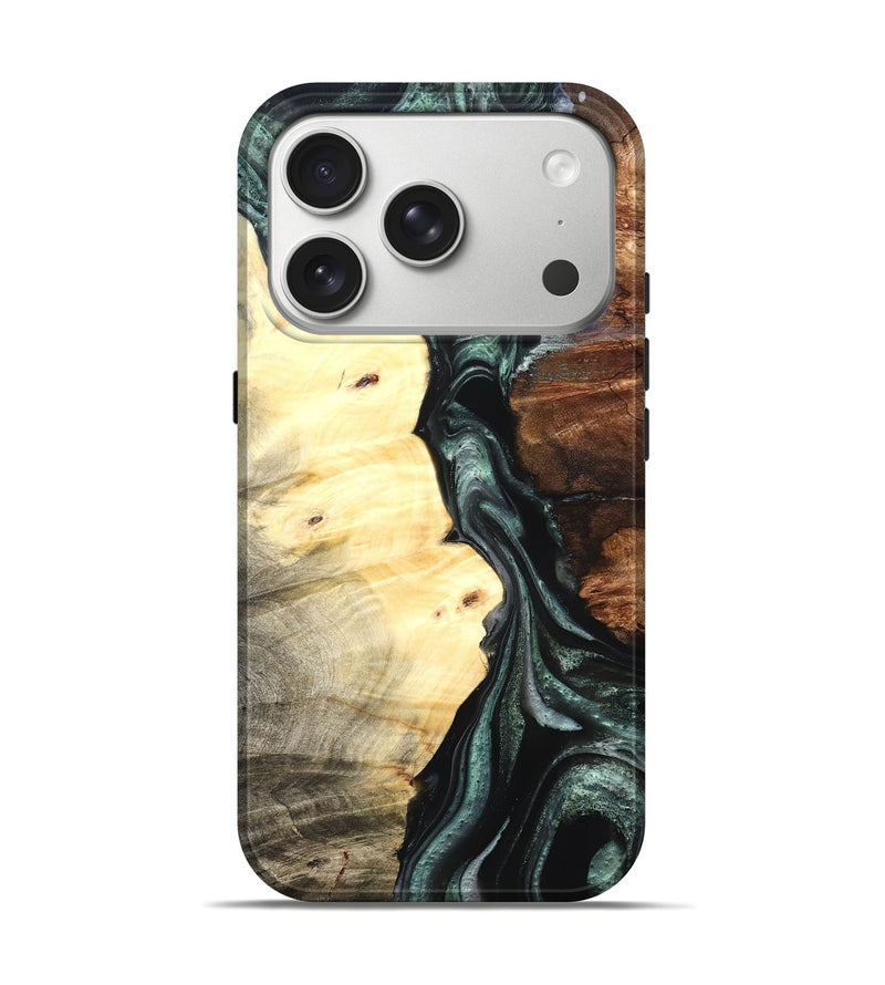 iPhone 17 Pro Wood Live Edge Phone Case - Jaylin (Green, 824979)